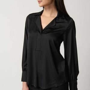 Notched Collar Satin Blouse